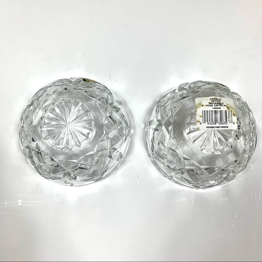 (2) Waterford Crystal Araglin Votives with Candles - Picture 4 of 13